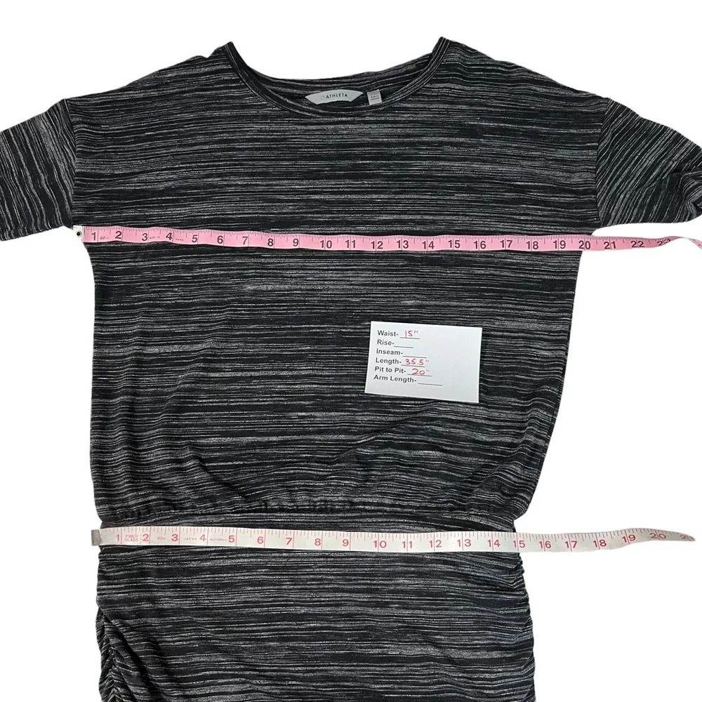 ATHLETA Dress Topanga Stretch Ruched Sides Long Sleeves Black Heather Gr… - Picture 9 of 13